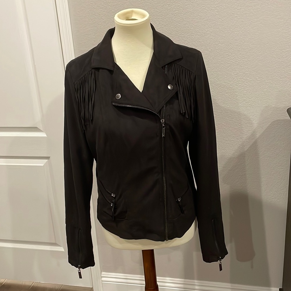 Black Colored Fringed Jacket